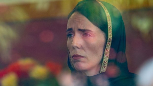 Prime Minister Jacinda Ardern listens to the Muslim community in Christchurch on Saturday following Friday's mosque massacres.