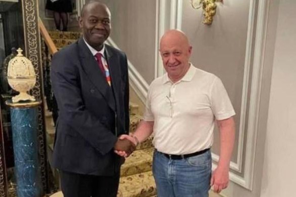 A photo of Wagner boss Yevgeny Prigozhin purportedly appearing on the sidelines of Putin’s Russia-Africa summit last week.