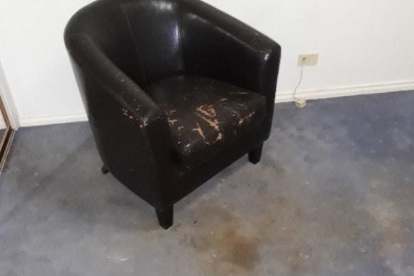 A filthy chair at one private Victorian drug rehabilitation facility.
