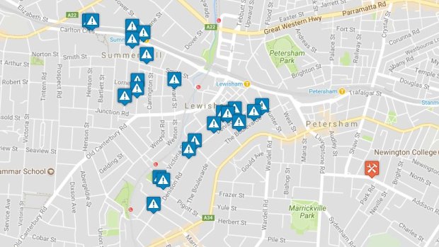 Homes have been affected across Summer Hill, Lewisham, Dulwich Hill and Marrickville. 