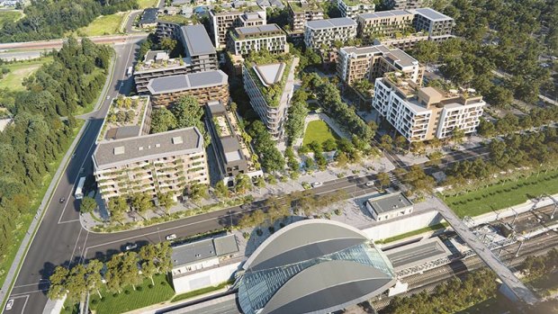 An artist's impression of the apartment buildings planned for the Tallawong Station precinct at Rouse Hill
