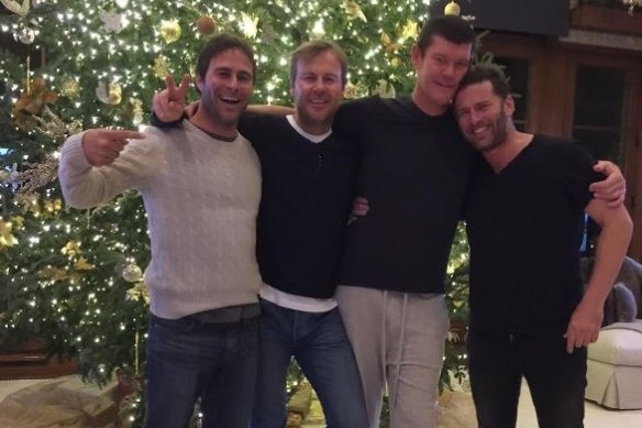 Close knit: Gonzalo Pieres, Ben Tilley, James Packer and Karl Stefanovic in Aspen when Packer was dating Mariah Carey.