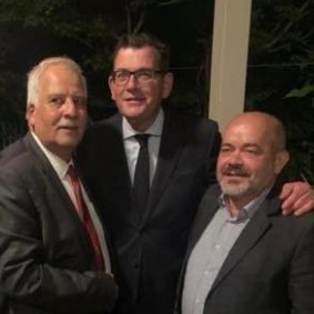 Labor councillor Milad El-Halabi (right) with Nazih Elasmar, president of the Legislative Council, (left) and Premier Daniel Andrews in an undated photo.