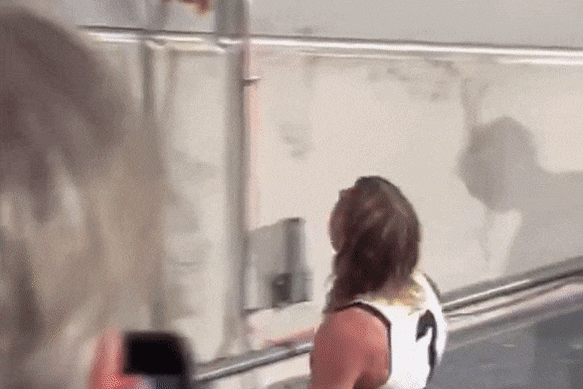 Bailey Smith interacted with a member of the crowd at the Adelaide Oval after Geelong’s round five win.
