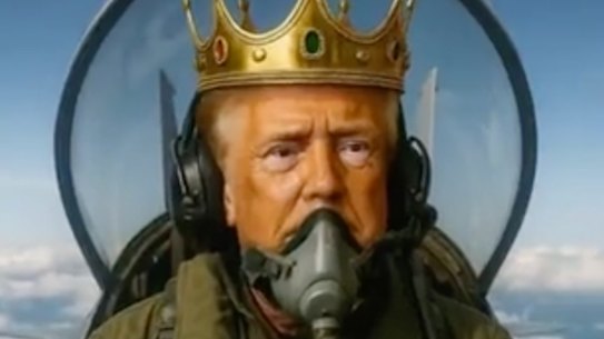 A screenshot of Donald Trump’s AI-generated video, which included a snippet of Kenny Loggins’ Danger Zone.