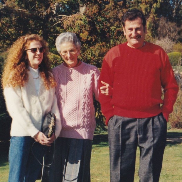 Lisa with parents Margaret and Kerry Spender in Canberra, 1994.