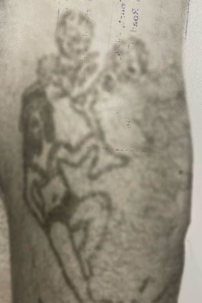 Tattoos could help identify the man.