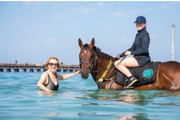 Gai Waterhouse with Zoumon at Military Beach.