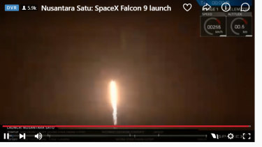 SpaceX launches a Falcon 9 rocket from Cape Canaveral with a lunar lander and a telecommunications satellite.
