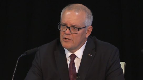 Former Prime Minister Scott Morrison giving evidence at the royal commission.