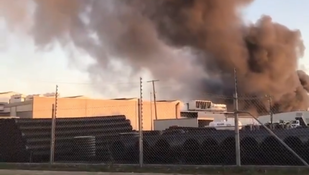 Envirostream's then Campbellfield warehouse on fire on January 19, 2019.