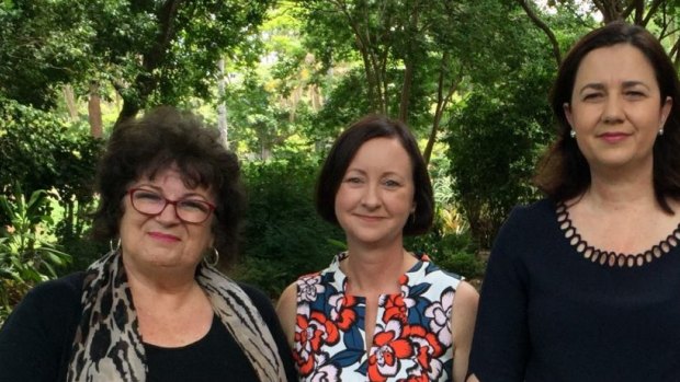 Di Mangan (left) - now with Red Rose Foundation - is with Premier Annastacia Palaszczuk and attorney general Yvette D'Ath.