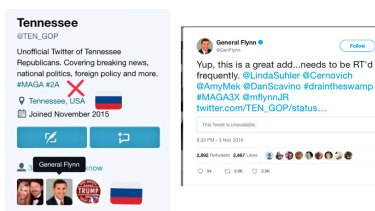 Former national security adviser to Donald Trump Michael Flynn shared a tweet from an account now known to be a bot, which claimed to be connected to the Tennessee Republication party. 