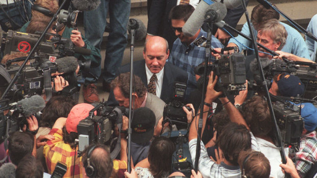 John Quayle  leaving the Supreme court after the Super League decision in 1996.