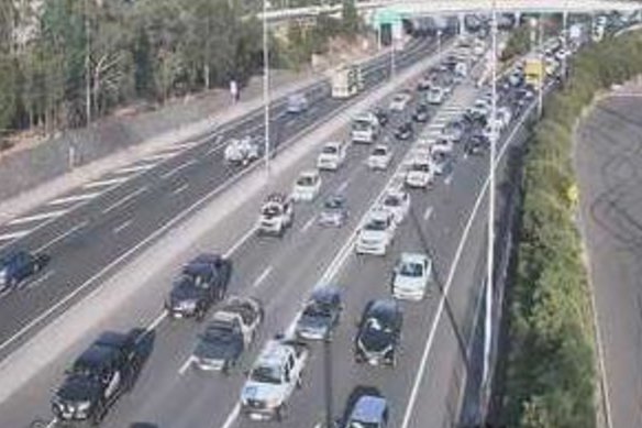 Delays were building quickly at the Ipswich Motorway near Warrego Highway on Tuesday morning. 

