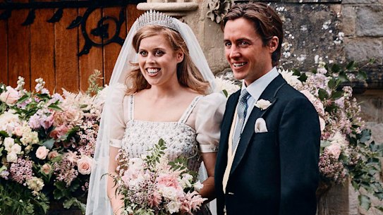 Princess Beatrice chose a vintage gown on loan from the Queen for her wedding to Edoardo Mapelli.