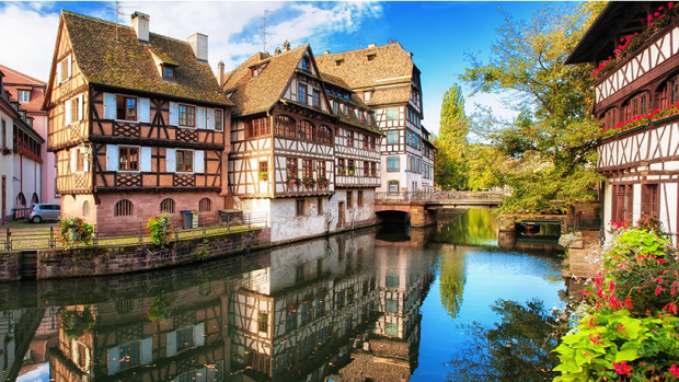 Traditional colourful houses in Strasbourg, France.