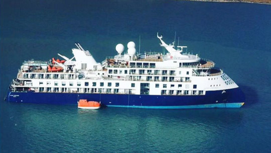 Aurora Expedition’s Ocean Explorer has run aground off the coast of Greenland and is unlikely to be moved until Friday.