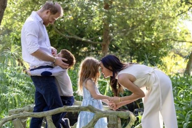 Prince Harry and Meghan, the Duke and Duchess of Sussex, with their children Prince Archie and Princess Lilibet, pictured for their 2025 Christmas card.