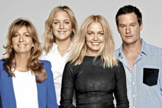 Model behaviour … (from left) with her mother Sharon, ex-manager Hermione Underwood and brother Josh for a Being Lara Bingle publicity shot.