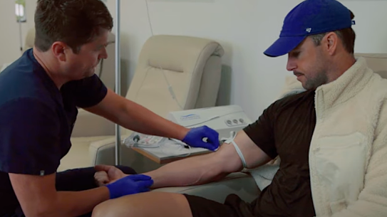 James Magnussen is injected with a performance-enhancing substance.