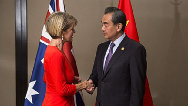 Chinese foreign minister Wang Yi meets Julie Bishop for an "unofficial" meeting on sidelines of G20.