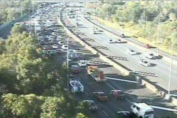 Heavy traffic at Mango Hill on Wednesday, August 17.