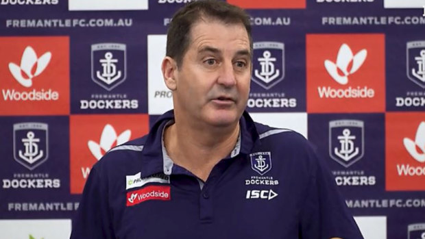 Ross Lyon talks about the Liam Ryan incident at Wednesday's press conference.