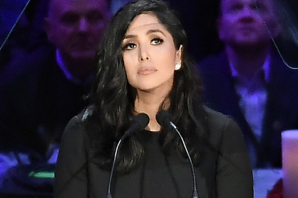 Vanessa Bryant speaks at the memorial.