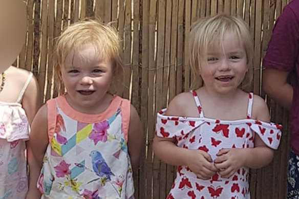 The three-year-old twin girls who died in the house fire on Monday.