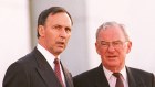Bill Hayden and Paul Keating at the announcement of the new Governor General Sir William Deane.