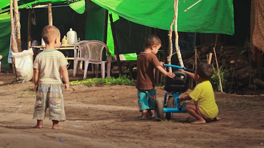 Children playing at an IDP camp in Kayah state.