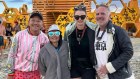 AFR correspondent Michael Smith, right, and Ateesha Gersch, second from right, at Burning Man.