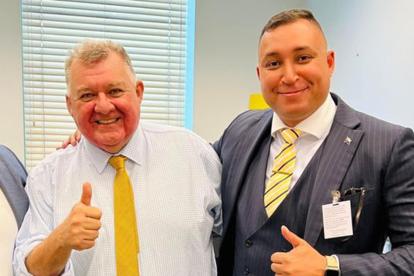 Ralph Babet, right, with former UAP parliamentary leader Craig Kelly.