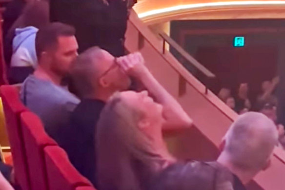 Anthony Albanese was spotted at a Gang of Youths concert in Sydney on Monday night, where the Australian prime minister obliged the cheering crowd by skolling his beer.
