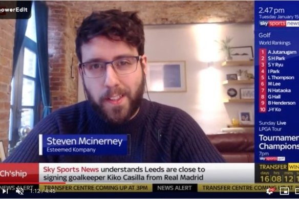 Esteemed Kompany founder Steve McInerney, who created a popular Manchester City fan account, appears on Sky Sports UK.