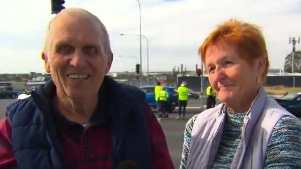 Kevin and Judy Devenny said their recently-purchased car was pushed as much as 12 metres when it was hit.