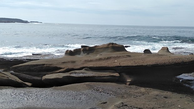 Beam me up, Scotty: a ‘spaceship’ rock at Emily Miller Beach.