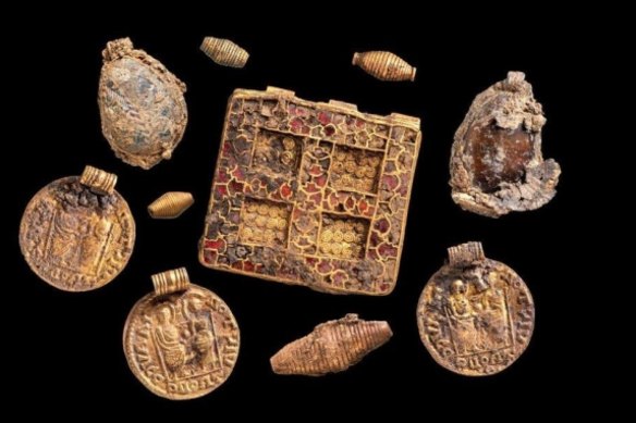 The artefacts were found in a female burial in Harpole, England in April.