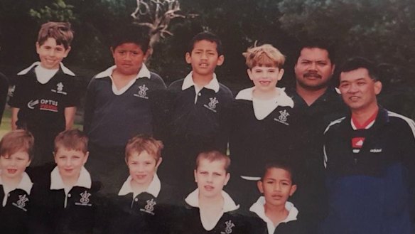 A young Alaalatoa (second from left in top row) with father Vili (second from right) in his Wests days.