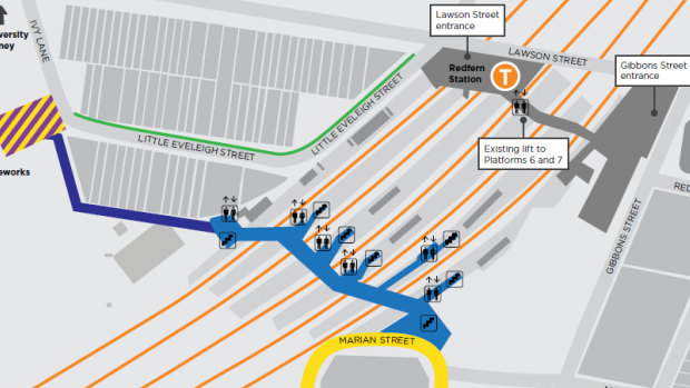 Option three includes an aerial walkway to Wilson Street, and an entrance to the station on Marian Street.