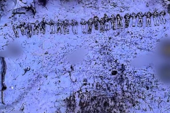 Dead Russian soldiers purportedly near the Kursk Bulge.