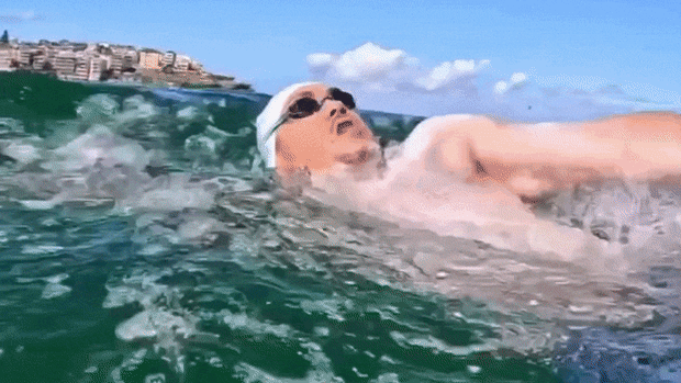 Bondi lifeguard Quinn Darragh after more than 12 hours in the water. 