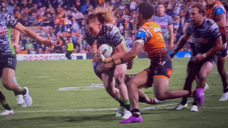 Api Koroisau charged twice in Wests Tigers’ win over Canberra