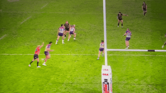 The Panthers were penalised after Harry Grant failed to get past blocker Moses Leota.