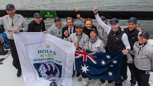 The team from the Royal Sydney Yacht Squadron that won the Rolex New York Yacht Club Invitational Cup at Newport, Rhode Island. 