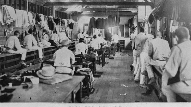 Tailoring workshop on St. Helena Island, 1912. 