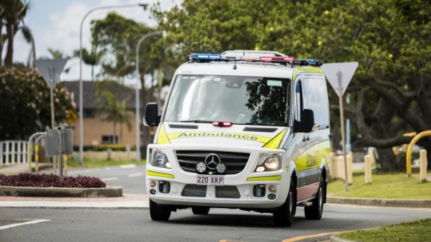 A man in his 20s was extremely lucky to have escaped without worse injuries after falling eight metres, paramedics said.