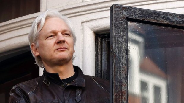 WikiLeaks founder Julian Assange at the Ecuadorian embassy in London in 2017. 