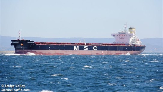 MSC's ship Anastasia is stranded with Australian coal in Bohai Bay. 